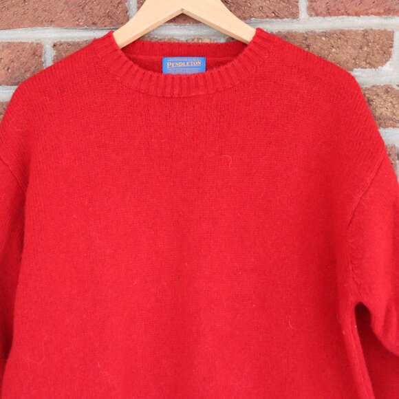 Pendleton Red Wool Sweater *100% Shetland Pure Virgin Wool * Mens Medium Vintage - Picture 5 of 16